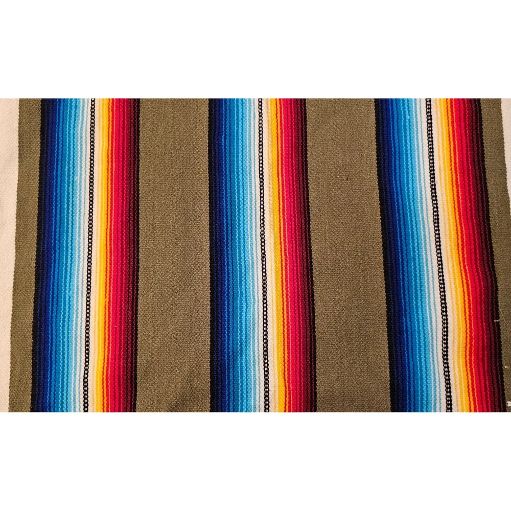 El Paso Saddleblanket Co Serape Stripe Woven Placemats Red Blue Olive 14x18 Set6